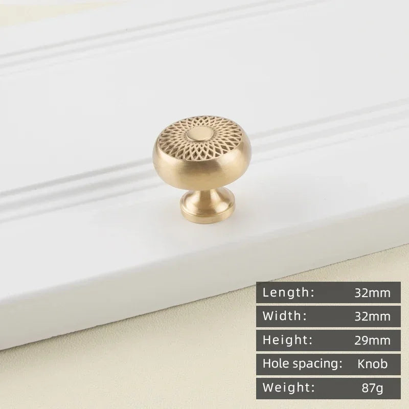 Cabinet Handles Brushed Brass Kitchen Knobs European style minimalist solid brass cabinet DIY pull handle classical luxury drawer gold knob cabinet door long handle