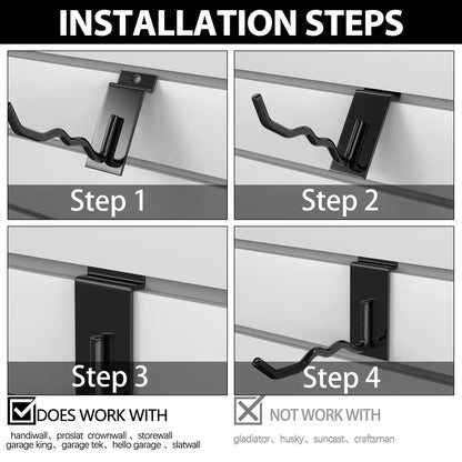 18 Pcs Garage Hooks Heavy Duty - Garage Storage and Organization Ladder Hooks with Non Slip PVC Coating for Hanging Bike，Ladder，Garden Tools，Hose