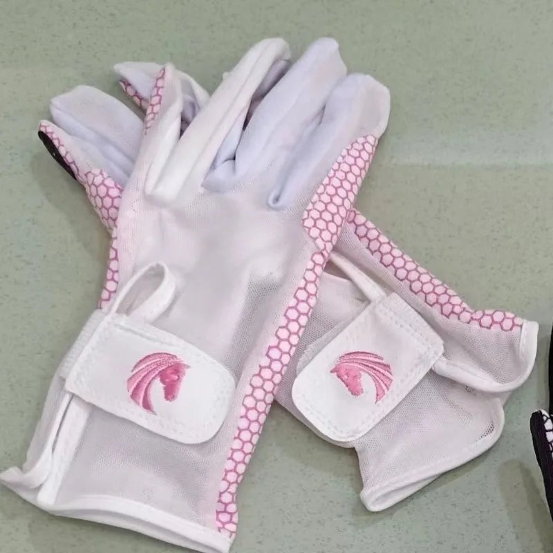 Summer Breathable Horse Riding Gloves lightweight Cozy Mesh Back Full Plam Silicone Grip Equestrian Gloves for Horseback Cycling