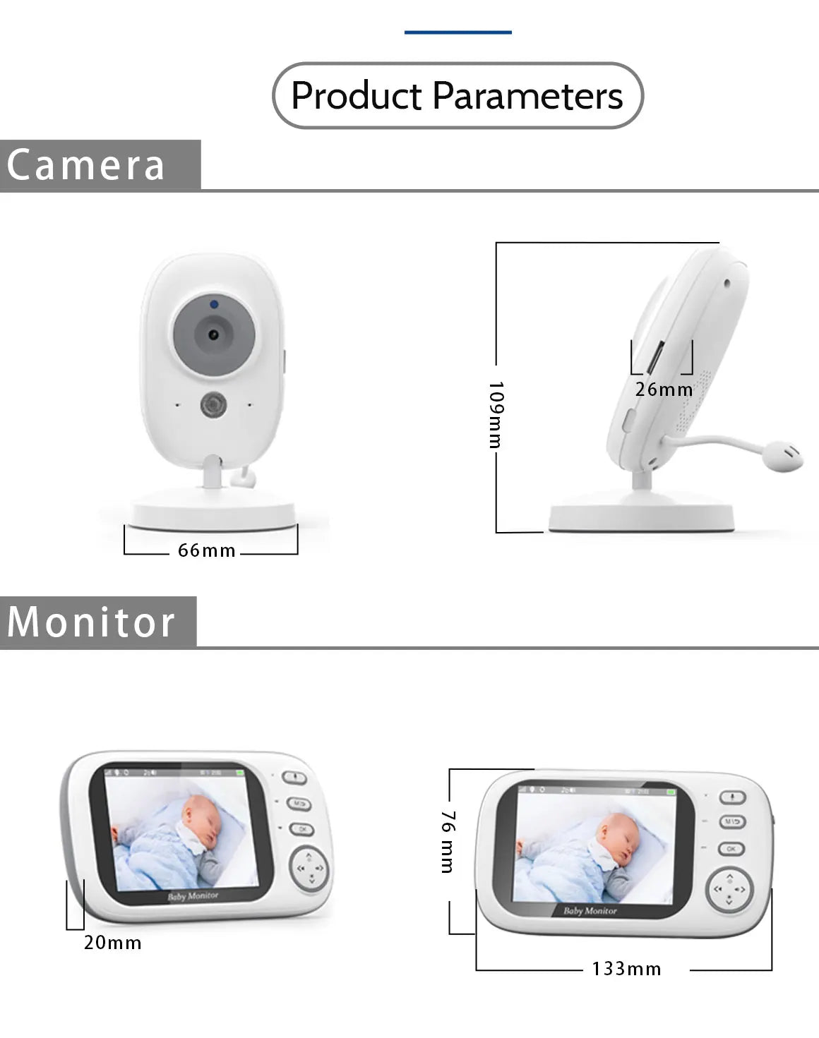 New 3.5'' Video Baby Monitor Night Vision Security Cam 2.4G Mother Kid 2 Way Audio Talk Video Surveillance Cam With Temperature