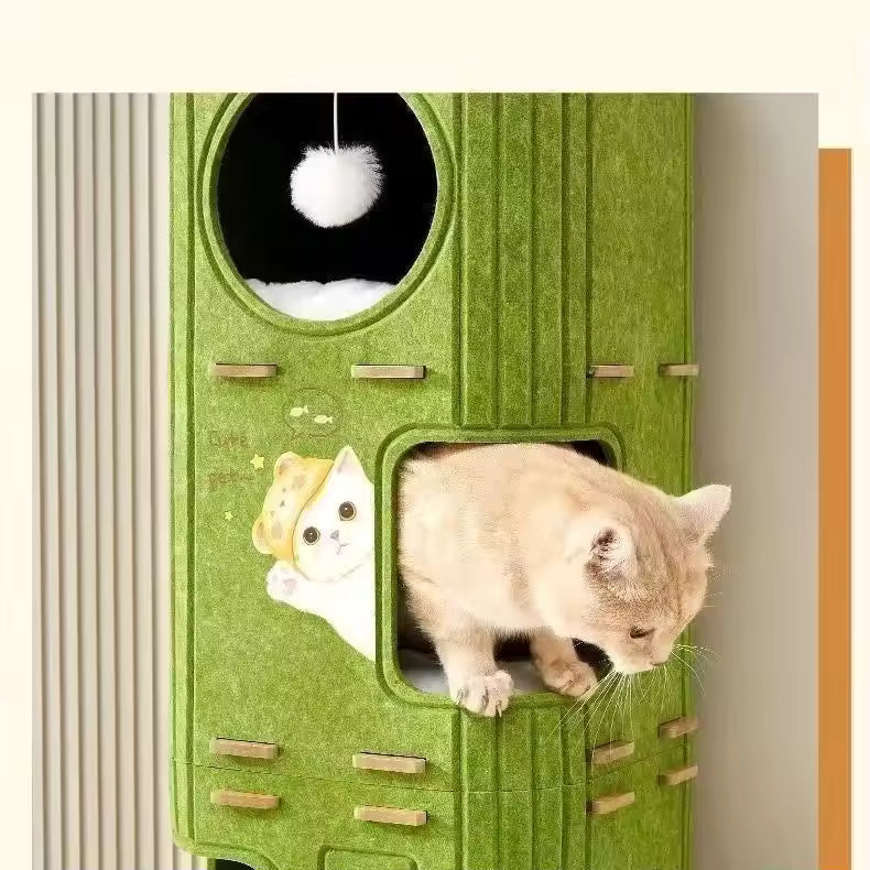 Multi-layer Cat Bed Closed Safety Cat Nest Wear-resistant Felt Cat Climbing Frame Indoor Integrated Pet Toys for All Seasons