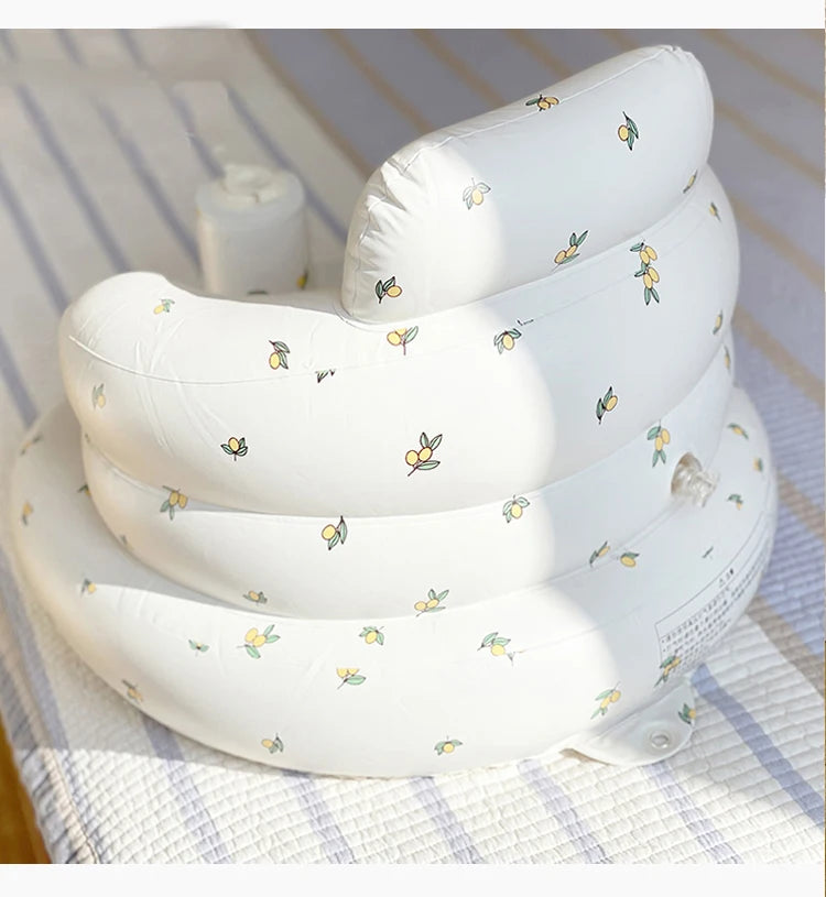 Upgraded Inflatable Baby Seat with Safety Guardrails, Thicker Sit Me Up Floor Seat for Baby Chair Sit Me Up, Blow Up Baby Chair Built in Air Pump for Babies 3-36 mth