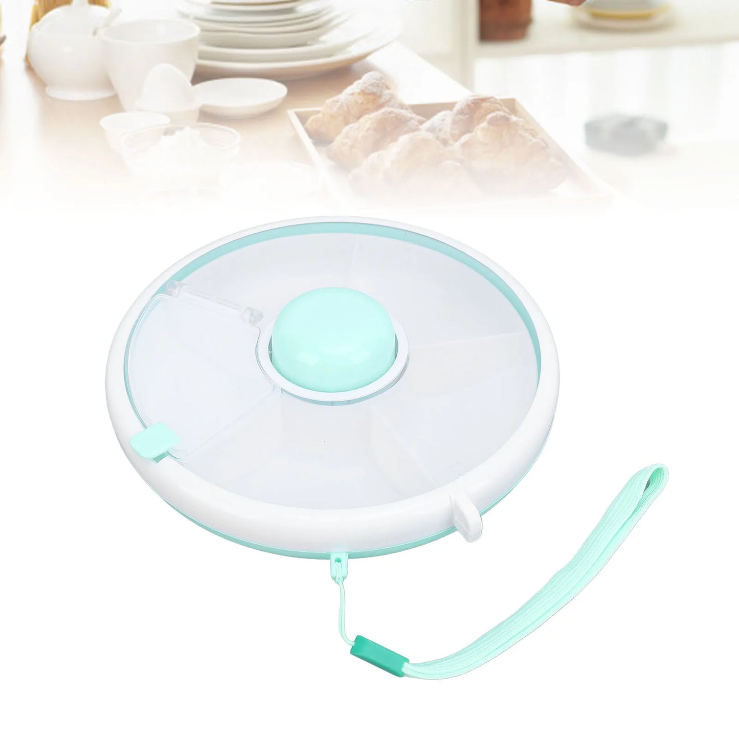 ZK30 360° Rotating Snack Container Large Capacity Sealing Kids Fruit Storage Box Bundle with Lid for Home Mint Green