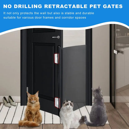 No Drilling Retractable Baby Gate Tall Mesh Baby Gate Extends Up To Wide Retractable Gate For Kids Pets Retractable Dog Gates