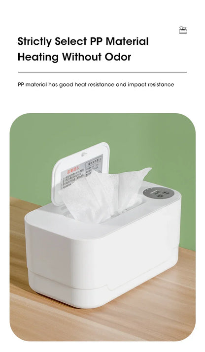 Baby Wipe Warmer Heater with LED Display Wet Towel Dispenser Portable USB Charge Baby Wipe Warmer Napkin Heating Box Home/Car Use