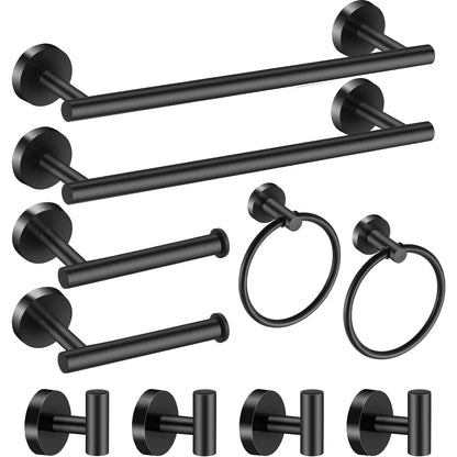 10pcs Bathroom Hardware Set, Including 16" Hand Towel Bars, Toilet Paper Holders, Towel Rings, Robe Towel Hooks