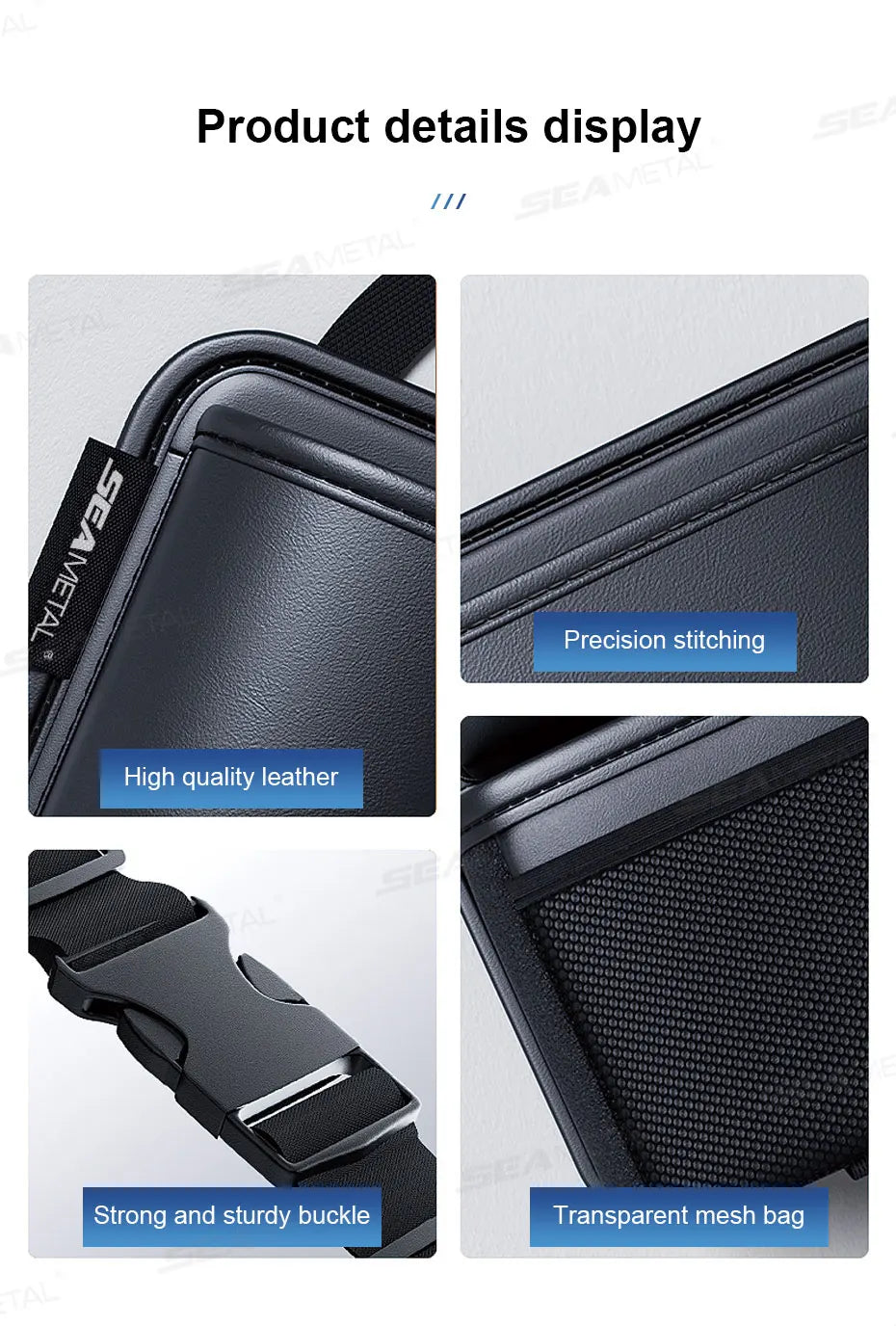 SEAMETAL Leatherette Car Trunk Organizer Large Capacity Seat Back Storage Bag with 4 Pockets Multifunction Use for Car Trunk SUV
