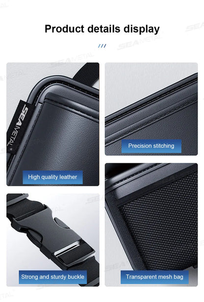 SEAMETAL Leatherette Car Trunk Organizer Large Capacity Seat Back Storage Bag with 4 Pockets Multifunction Use for Car Trunk SUV