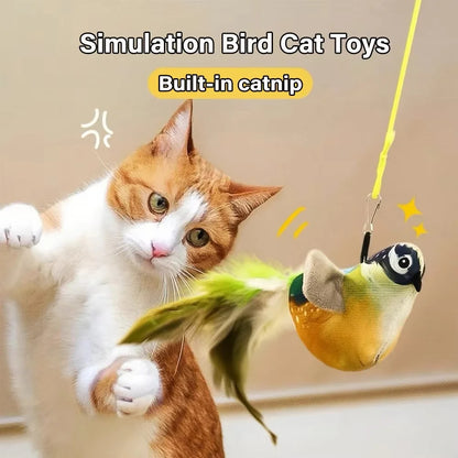 Interactive Cat Toy with Realistic Bird Sound - Plush Chirping Bird Catnip Toy for Cats & Kittens, Simulation Bird Teaser Toy