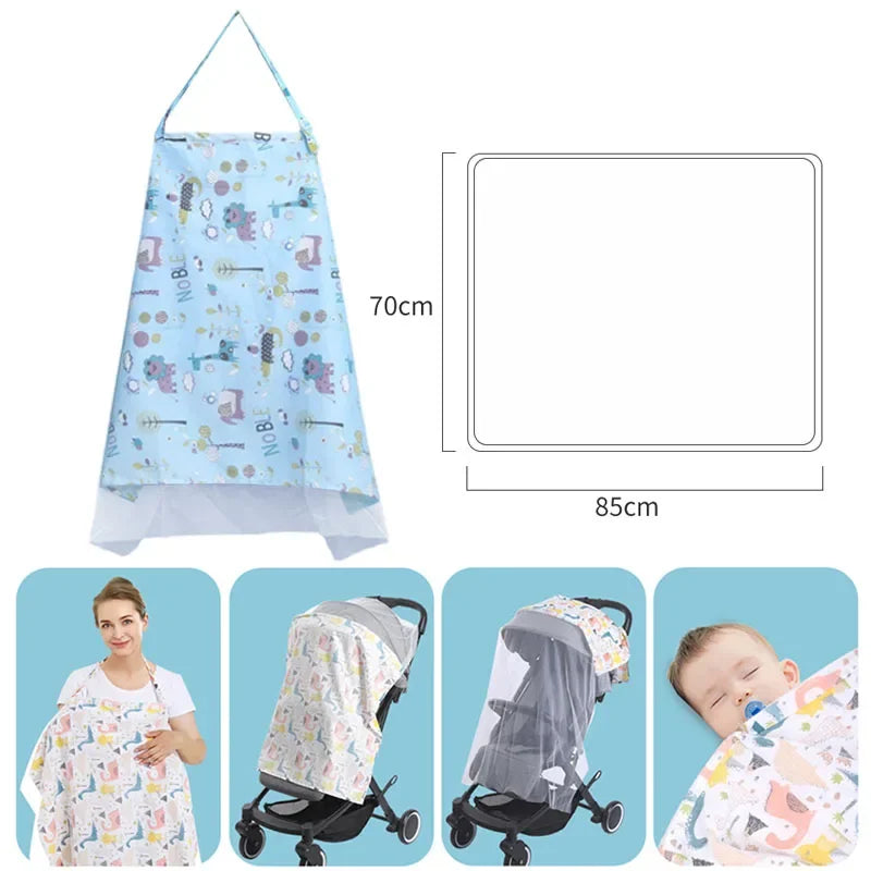 100% Cotton Baby Feeding Nursing Covers Mother Outing Breastfeeding Towel Nursing Cloth with Mosquito Net Baby Stroller