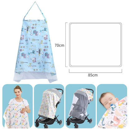 100% Cotton Baby Feeding Nursing Covers Mother Outing Breastfeeding Towel Nursing Cloth with Mosquito Net Baby Stroller