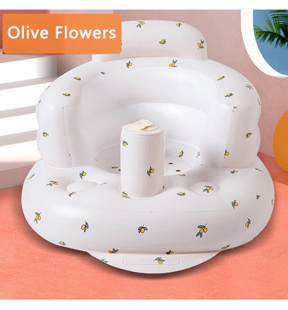Upgraded Inflatable Baby Seat with Safety Guardrails, Thicker Sit Me Up Floor Seat for Baby Chair Sit Me Up, Blow Up Baby Chair Built in Air Pump for Babies 3-36 mth