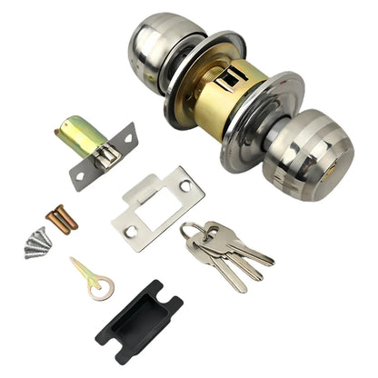Door Knobs,Privacy Door Knob with Lock, Interior Doorknobs Silver, Keyless Door Locks Set for Bedrooms Bathrooms, Reversible for Left/Right Door Handle