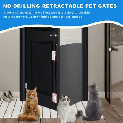 No Drilling Retractable Baby Gate Tall Mesh Baby Gate Extends Up To Wide Retractable Gate For Kids Pets Retractable Dog Gates