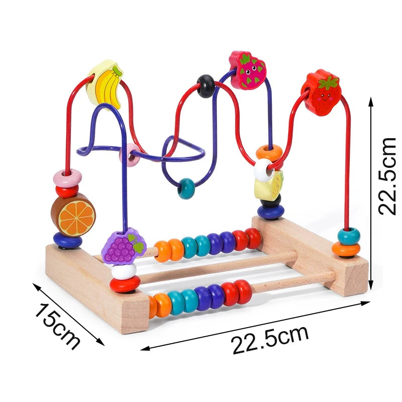 Montessori Baby Toys Wooden Roller Coaster Bead Maze Toddler Early Learning Educational Puzzle Math Toy for Children 1 2 3 Years