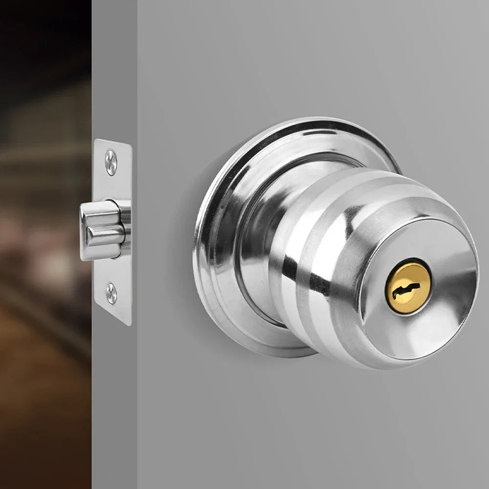 Door Knobs,Privacy Door Knob with Lock, Interior Doorknobs Silver, Keyless Door Locks Set for Bedrooms Bathrooms, Reversible for Left/Right Door Handle