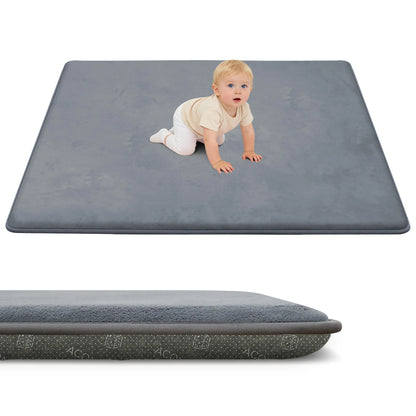 Baby Play Mat for Floor,1.3" Thick Elasti-Foam 50"×50" Playpen Mat for Tummy Time,Water Repellent Soft Coral Velvet for Toddler,Infant,Kids,Non-Slip Backing Safe for Crawling