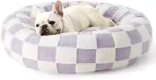 Donut Large Dog Bed, Cute Round Calming Dog Bed with Removable Washable Cover, Orthopedic Pet Beds