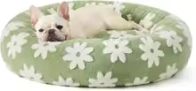 Donut Large Dog Bed, Cute Round Calming Dog Bed with Removable Washable Cover, Orthopedic Pet Beds