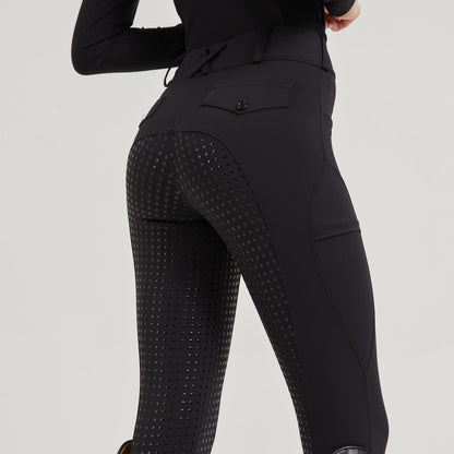 Professional equestrian pants full silicone quick-dry elastic tight equestrian sports pants anti-slip riding pants thick wear-re