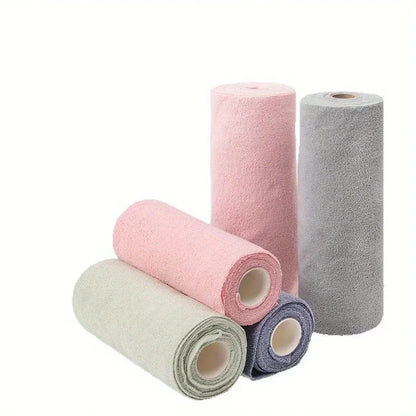 1 Roll/20pcs Reusable Microfiber Cleaning Wipes - High Absorbency, Durable & Machine Washable Kitchen Towels for Dishes
