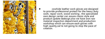 Men's HydraHyde Leather Winter Work Gloves | Water-Resistant | Insulated Cow Leather Work Glove Soft Cowhide Welding Security Protection Gloves Workers Mechanic Driver Hunting Driving Farm Garden Glove
