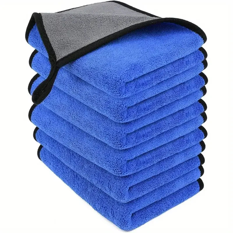 1-5pcs Microfiber Car Washing Towel Soft Quick Drying Windows Mirrors Wiping Rags Home Double Layer Cleaning Cloths 400GSM