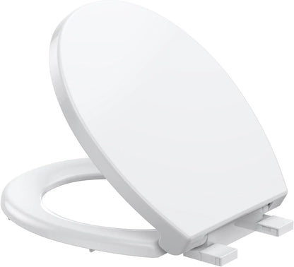 17"/19" Elongated Round White Toilet Seat, Slow Soft Close Magnets Down Lock Quick Release, Quick Top Mount Toilet Seat
