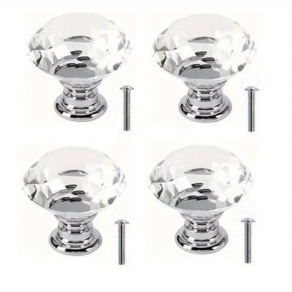 Passage Glass Door Knobs Interior, 16Pcs Diamond Furniture Door Knobs Crystal Glass Pot Cover Handles Cabinet Pull Decorative for Dresser Cupboard Wardrobe