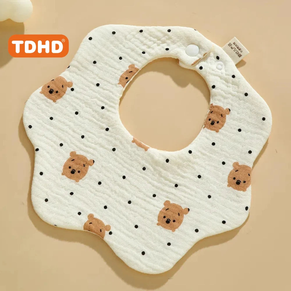 TDHD 3PCS Cotton Gauze Baby Feeding Bibs Summer Soft Petal Baby Printed Drooling Towel Newborn Toddler Baby Burp Cloth Children'