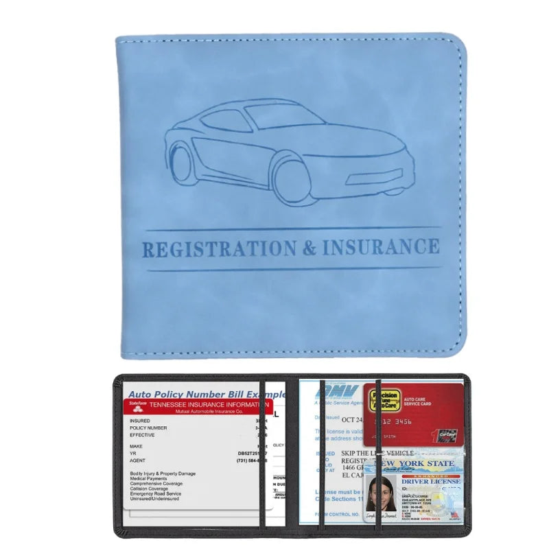 Men's Card Holder, Car Registration Vehicle License Insurance Card Holder Wallet
