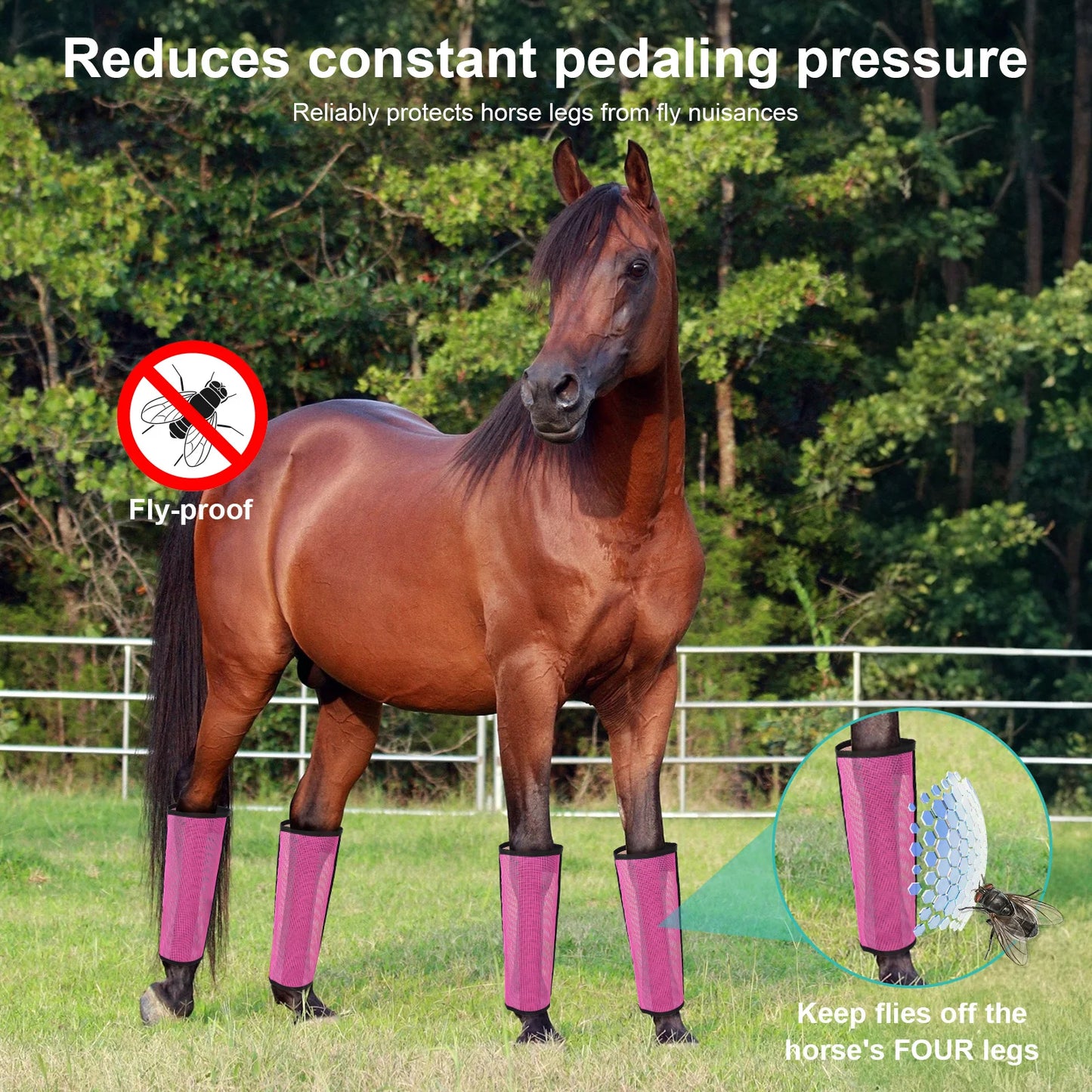 4PCS Fly Boot Horse Leg Mosquito Protective Cover Breathable Mesh Horse Boots Horse Leg Guards Horse Leg for Preventing Legs