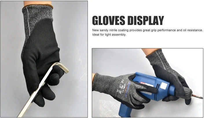 ANSI A4 Cut Resistant Work Gloves with Extreme Lightweight & Thin HPPE Micro Foam Nitrile Maxi High Flex Proof Glass Handling Butcher Safety Gloves