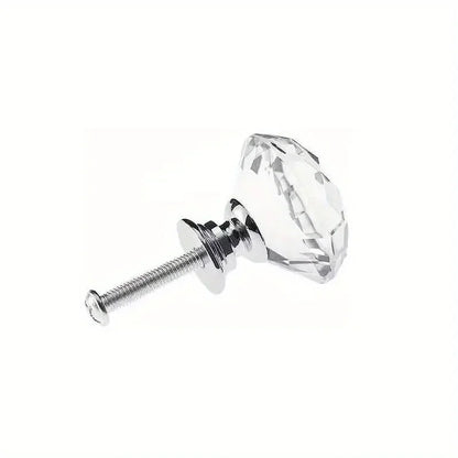 Passage Glass Door Knobs Interior, 16Pcs Diamond Furniture Door Knobs Crystal Glass Pot Cover Handles Cabinet Pull Decorative for Dresser Cupboard Wardrobe