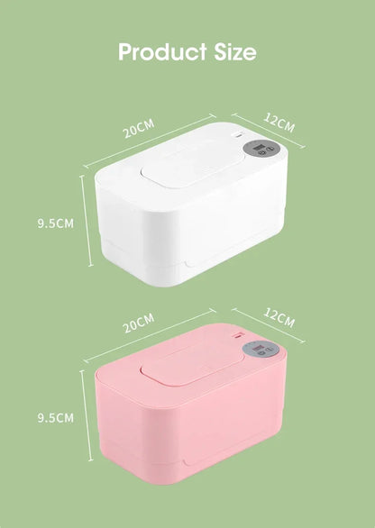 Baby Wipe Warmer Heater with LED Display Wet Towel Dispenser Portable USB Charge Baby Wipe Warmer Napkin Heating Box Home/Car Use