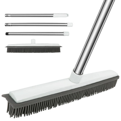 Carpet Rake for Pet Hair Removal, Reusable Pet Hair Remover Broom, 60'' Adjustable Long Handle Dog and Cat Hair Remover Tool Set of 3, Lint Remover Scraper for Carpets, Rugs, Mats, Couch, Car