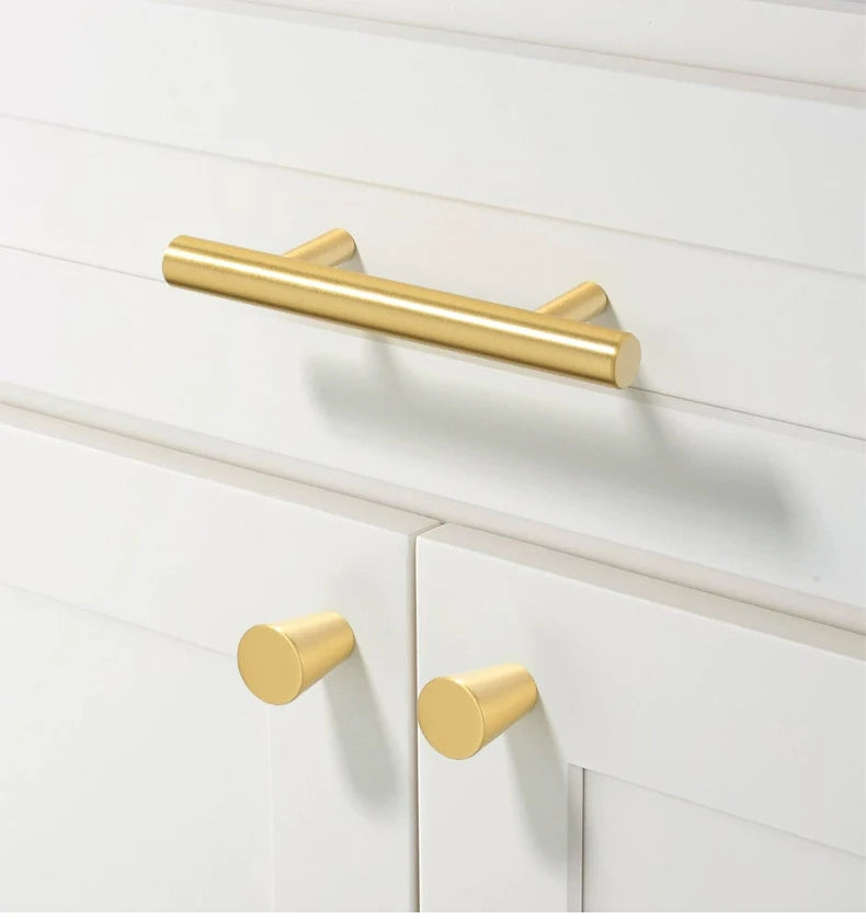 Cabinet Handles Brushed Brass Kitchen Knobs European style minimalist solid brass cabinet DIY pull handle classical luxury drawer gold knob cabinet door long handle