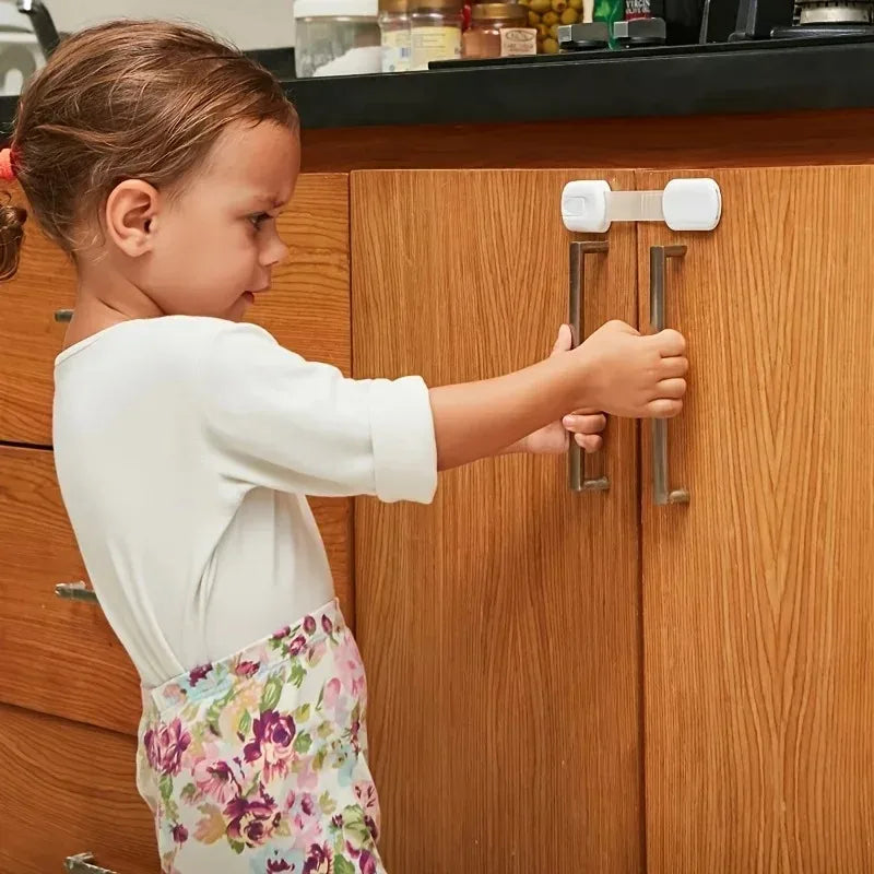 Baby Safety Lock Drawer Child Safety Cabinet Locks Adhesive Cabinet Drawer Door Latches Baby Safe Straps
