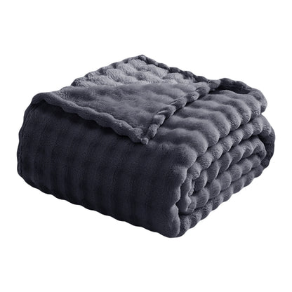 3D Fleece Bubble Blanket for Couch - GentleSoft Grey Throw Blanket for Sofa Bed Room Decor - Luxury Soft Cozy Gifts for Women, Lightweight, All Seasons