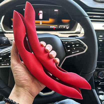 Universal D-shaped Round Car Steering Wheel Cover Ventilation hole Leather Absorb sweat Anti-slip Decoration Accessories 15inch