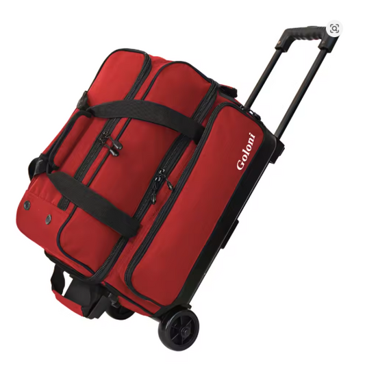 2 Ball Bowling Bag with Wheels, Double Bowling Ball Bag 2 Ball Roller w/Separate Compartment for Shoes