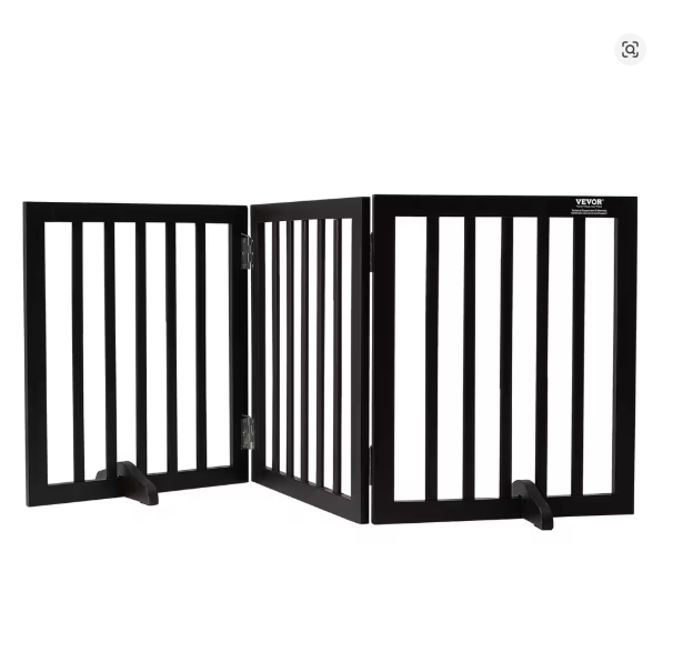 White Metal Dog Gate for Small Dogs - Short Freestanding Puppy Gate with Retractable Sliding Rail, No Installation, Indoor/Outdoor Use, Foldable & Portable Pet Barrier