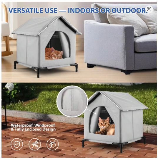 Heated Cat House for Indoor Cats in Winter, Waterproof, Fully Insulated Shelter for Stray and Feral Cats, Great for Cat Houses for Outdoor Cat and Cat Beds for Indoor Cats