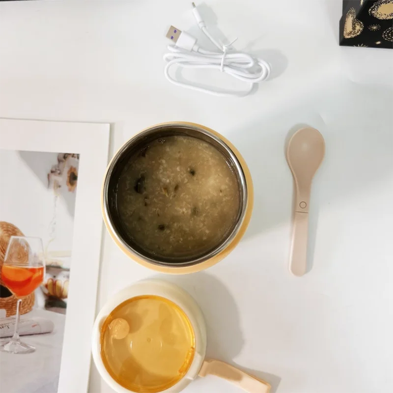 304 Stainless Steel USB Constant Temperature Breakfast Cup Plugable Soup Cup Long-lasting Insulation for Students Only