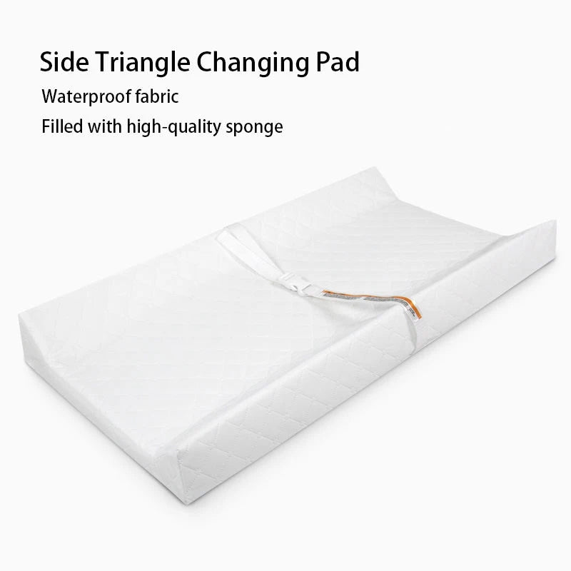 Baby Changing Pad with Wipeable & Waterproof PU Cover, Contoured Diaper Changing Pad for Dresser with Non-Slip Safety Belt, Portable and Lightweight, Large Cushioned Foam