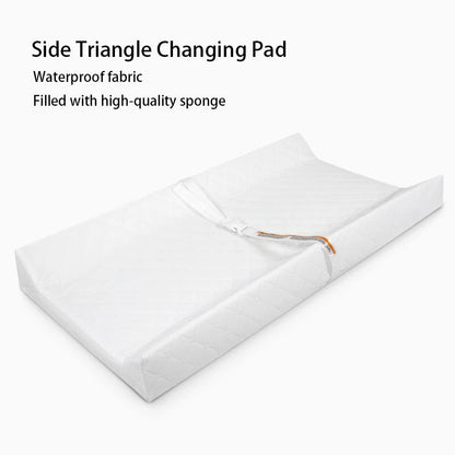 Baby Changing Pad with Wipeable & Waterproof PU Cover, Contoured Diaper Changing Pad for Dresser with Non-Slip Safety Belt, Portable and Lightweight, Large Cushioned Foam