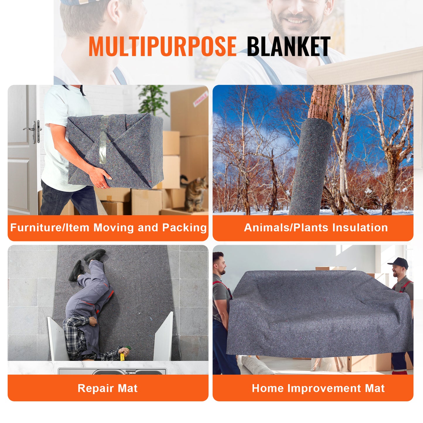 12/24 Pcs Pack Moving Blankets 54x72in Heavy Duty Padded Packing Blankets for Moving Shipping Protecting Furniture Professional Quilted Furniture Blankets for Moving Supplies