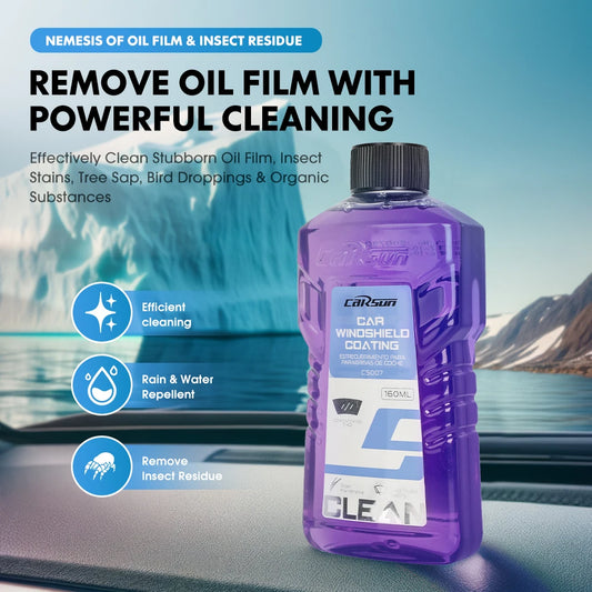 Carsun Highly Concentrated Car Glass Water 1:40 Times Dilution Formula, Strong Degreasing Film, Anti-Glare, Wiper, Traceless Cleaning, Universal Anti-Freeze Type for All Seasons