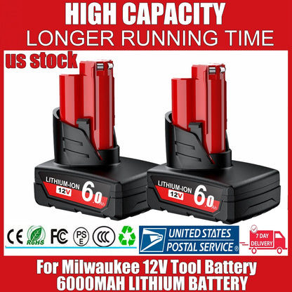 Battery Replacement for Milwaukee M12: 12v Batteries 4.0 ah Lithium Compatible with Milwaukee 12 Volt Cordless Power Tools 4 Pack 48-11-2411 48-11-2440 48-11-2420 48-11-2401 48-11-2425