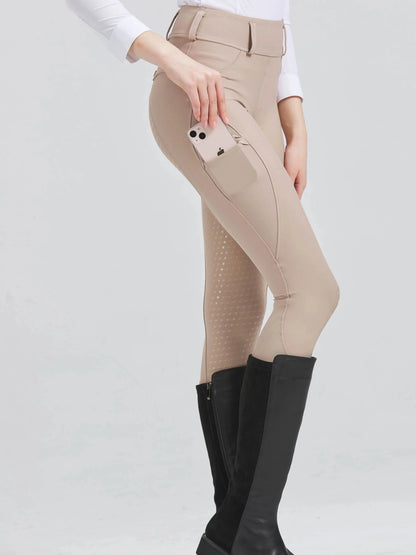 Professional equestrian pants full silicone quick-dry elastic tight equestrian sports pants anti-slip riding pants thick wear-re